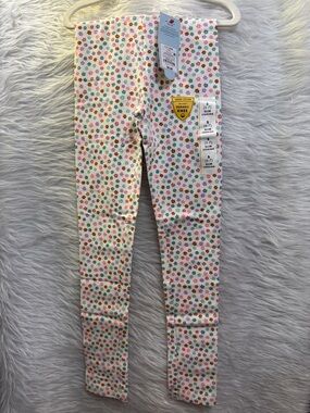 Kids Floral Print Cream Leggings - Stretchy Slim Fit